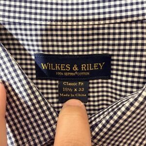 WILKES & RILEY Mens‎ Classic Fit Check Dress Shirt 18 1/2 x 33 Black White